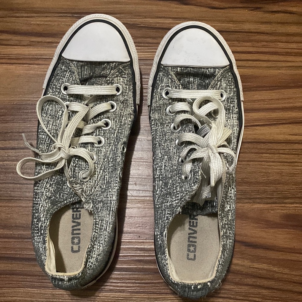 Silver glitter converse shoes